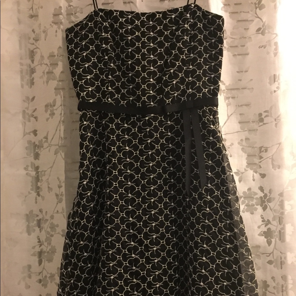Black and white knee length dress